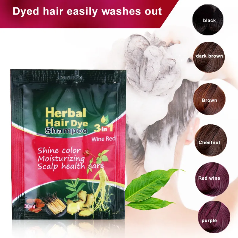 

Hot 3/6pcs Herbal Hair Coloring Bubble Hair Dye Shampoo Nature Plants Coloring Conditioner No Damage to Hair Easy to Use t6