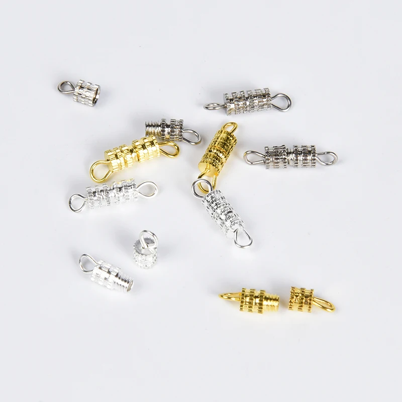 

20Pcs/Lot Gold Silver Color Cylinder Fasteners Buckle Closed Screw Clasp Connectors For Diy Necklace Bracelet Making Findings
