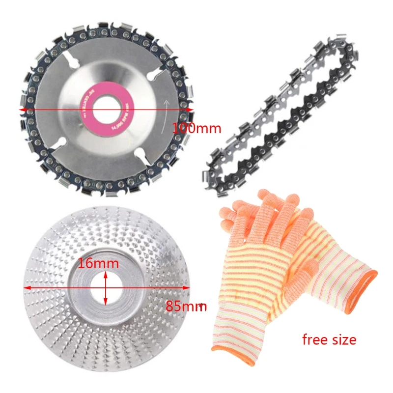 

Angle Grinder Grinding Disc Set Cutting Shaping Chainsaw Wheel Wood Carving Chain Blade Tool Kit