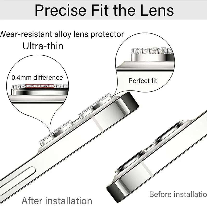 Diamond Camera Lens Cover For iPhone 12 13 14 Pro Max Plus Metal Case Camera Protector 11 Mini Glass iphone14 iPhone13Pro Len