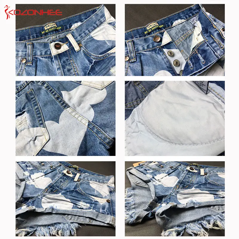 Европейский Стиль Звезды Печати Женщины Шорты Мода Изношенные Кисточкой