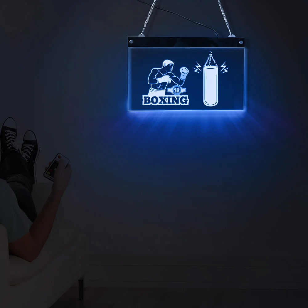 Светодиодный неоновый подвешивающийся акриловый щит для боксеров мужчин боев