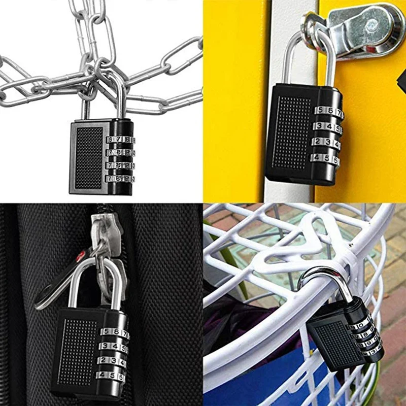

3x Combination Padlocks Zinc Alloy Code Lock Luggage Zipper Gym Locker Lock Door Code Padlock
