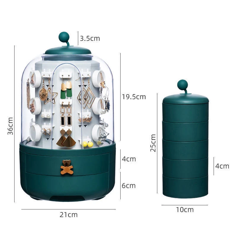 Настольный ящик для хранения ювелирных изделий большая емкость вращающийся на 360