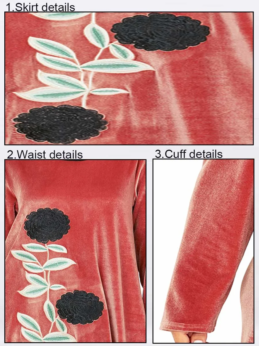 BNSQ Бархат Вышивка мусульманское женское платье Турецкая абайя цветок Макси