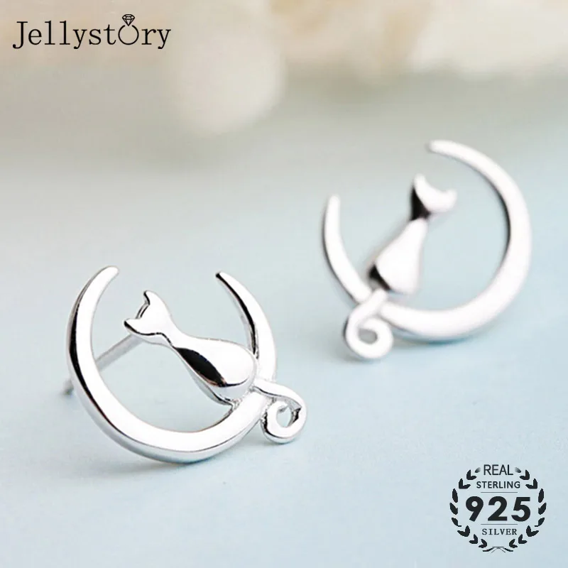 Jellystory Мода 925 серебряные ювелирные изделия серьги для Женщина кошка в форме
