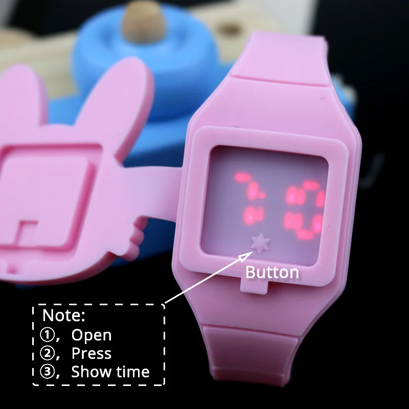 Lovely Rabbit Cartoon Children Watches Flip Cover Rubber Electronic Kids Watch for Boy Student Girls Clock Reloj Infantil Saati | Наручные