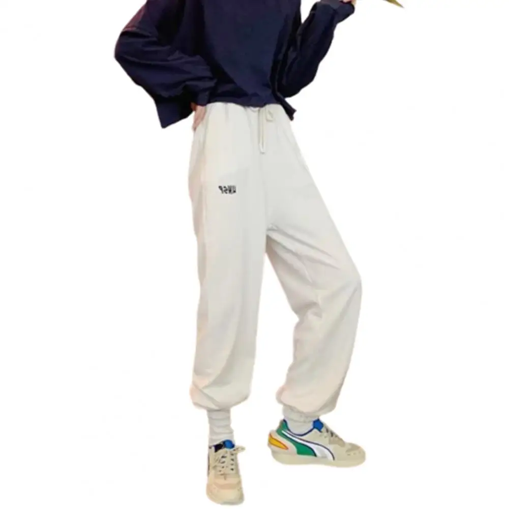 

Women Sweatpants Drawstring Letters Print Pockets Long Loose Pants Running Fitness Trousers Autumn High Waisted Pants Oversized