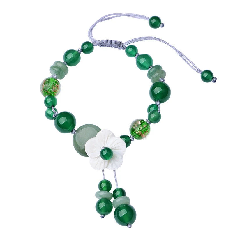 

Women's Adjustable Bracelets Green Beads Hand Made DIY Retro Rope Bracelet Valentine's Day Present Classical Jewelry Gift