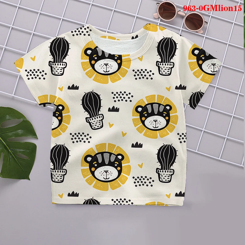 

Summer Kids 3D T Shirt Animal Lion Cute Tree Children T-shirt Boy Girl Fashion Short Sleeve Clothing O Neck Tee Tops Clothing