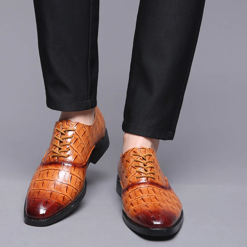 Мужские классические кожаные туфли на шнуровке деловые повседневные мужские