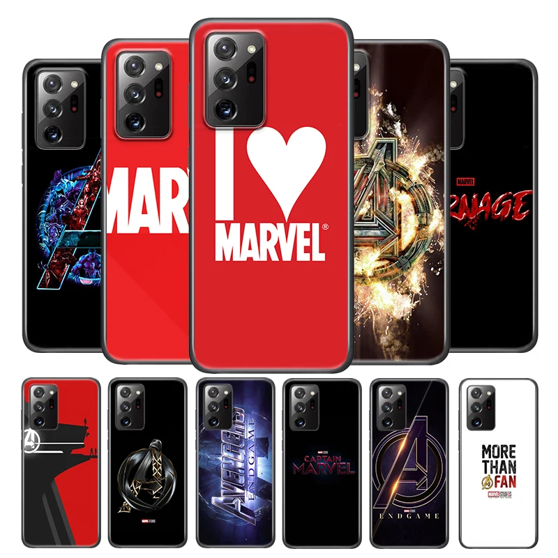 

Marvel Avengers Logo Art For Samsung Note 20 Ultra Plus 10 9 8 F52 M62 M60 M31 M01 Core Silicone Soft Black Phone Case