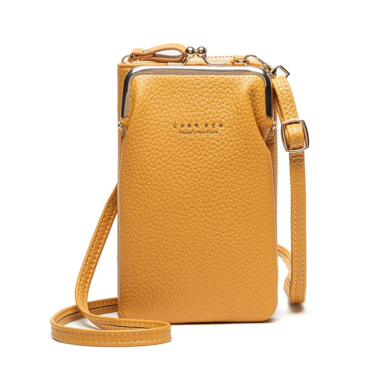 

2020 new women's Korean fashionable litchi pattern mobile phone bag iphone 12 solid color slant straddle one shoulder small bag