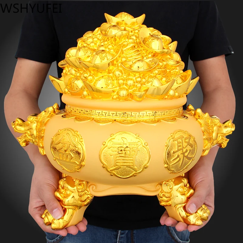 Chinese Style Golden Treasure Board Lucky Plate Resin Ornaments Home Study Living Room Crafts Gifts Shop Opening Auspicious | Дом и сад