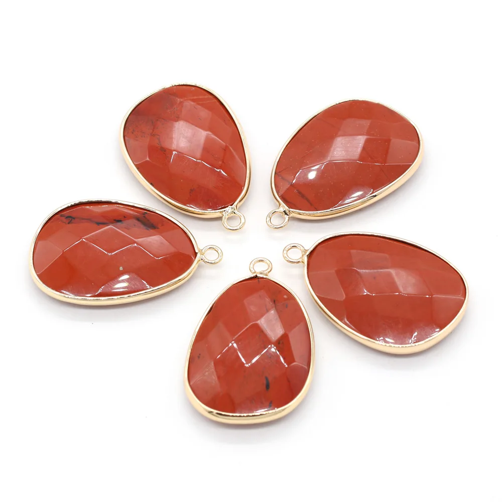 

5Pcs Natural Rainbow Stone Faceted Drop Shape Pendant Charms for Jewelry Making DIY Necklace Earrings Accessories Gift 23x34mm