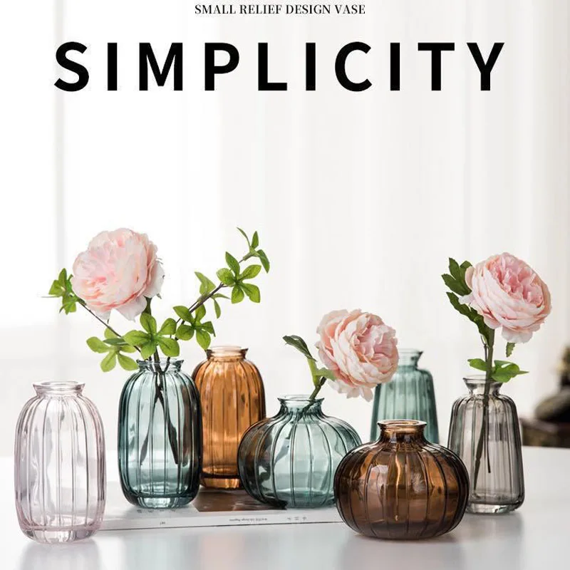 

Glass Vase Living Room Decoration Home Flower Container Transparent Crystal Hydroponic Pot Wedding