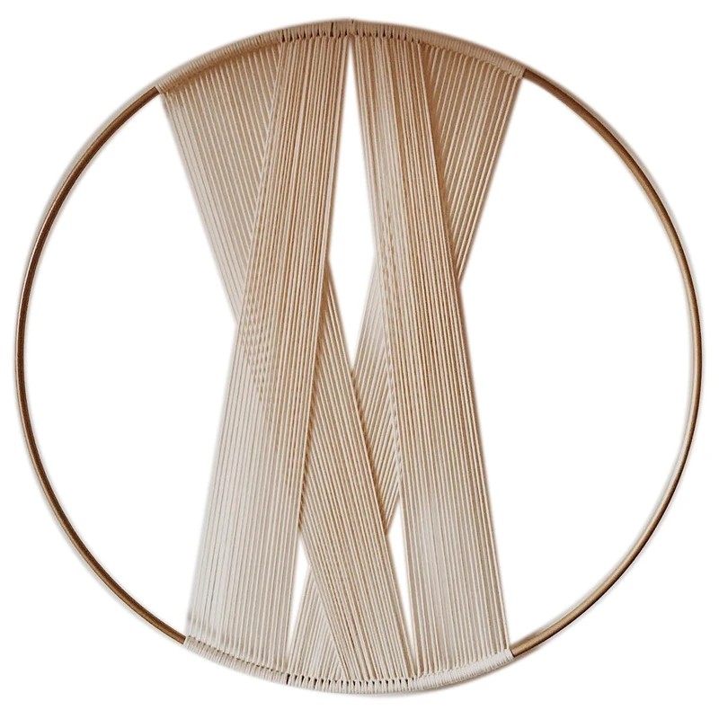 

Creative Round Wall Decoration Macrame Wall Hanging Nordic Simple Gold Hoop Cotton Woven Tapestry Hanging Ornaments Mandala