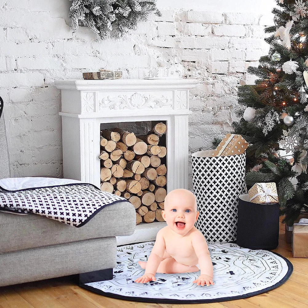 Детский коврик для ползания карта мира игровой с узором одеяло напольный круглый