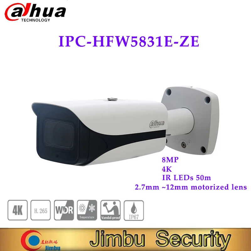 

Dahua 8MP WDR IR Bullet Network Camera IPC-HFW5831E-ZE 2.7mm ~12mm motorized lens 4K video surveillance outdoor camera webcam