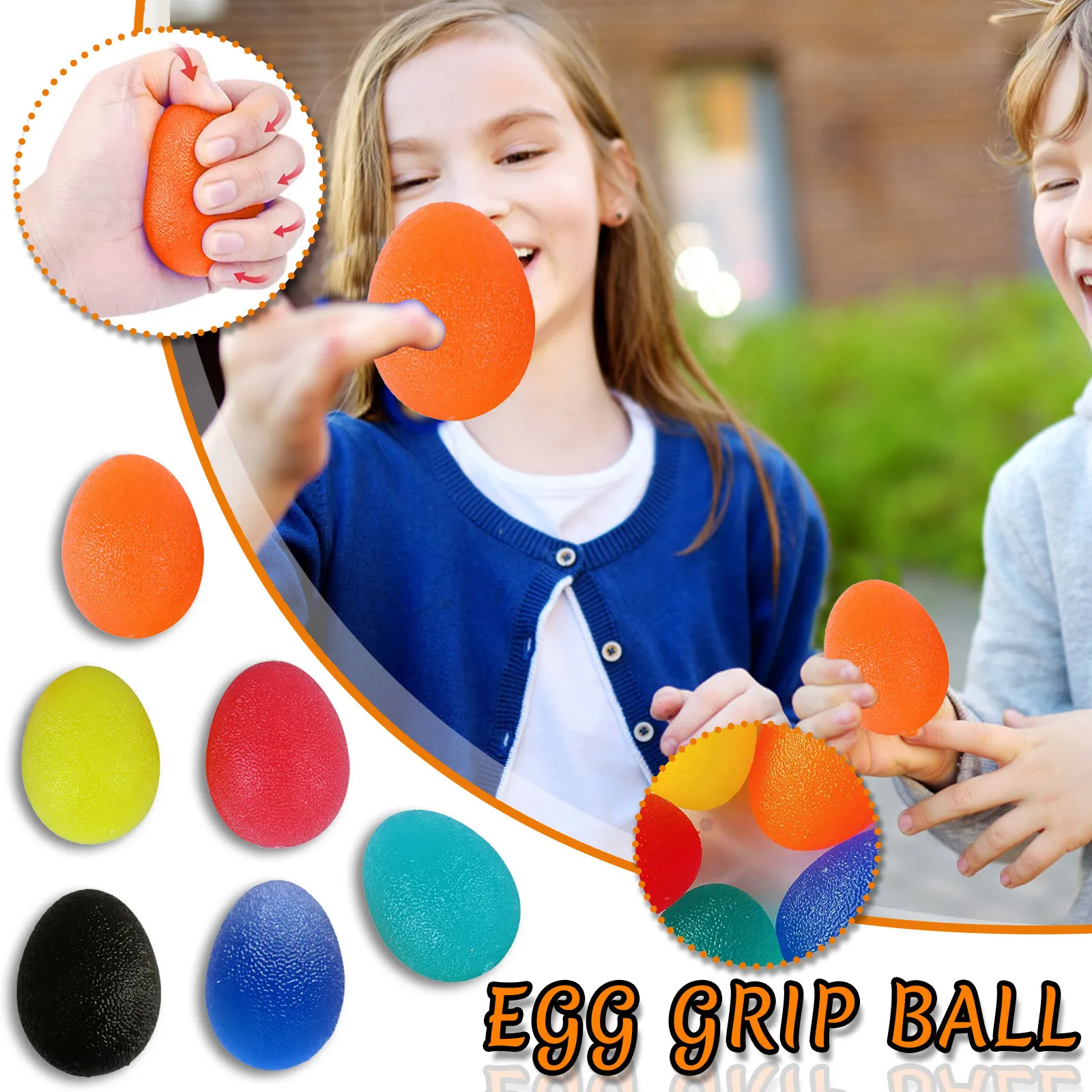 

High-bounce Egg-type Grip Ball Hand Training Ball Silicone Jelly Feel Massage Ball Grip Trainer