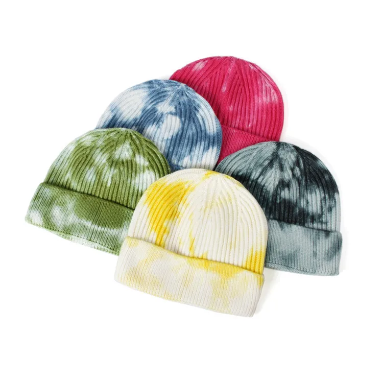 

2020 High Quality Unisex Autumn Winter Tie-Dye Ribbed Knitted Hat Beanie Hat Outdoor Warm Hat Ski Hat Woolen Hat Fast Delivery