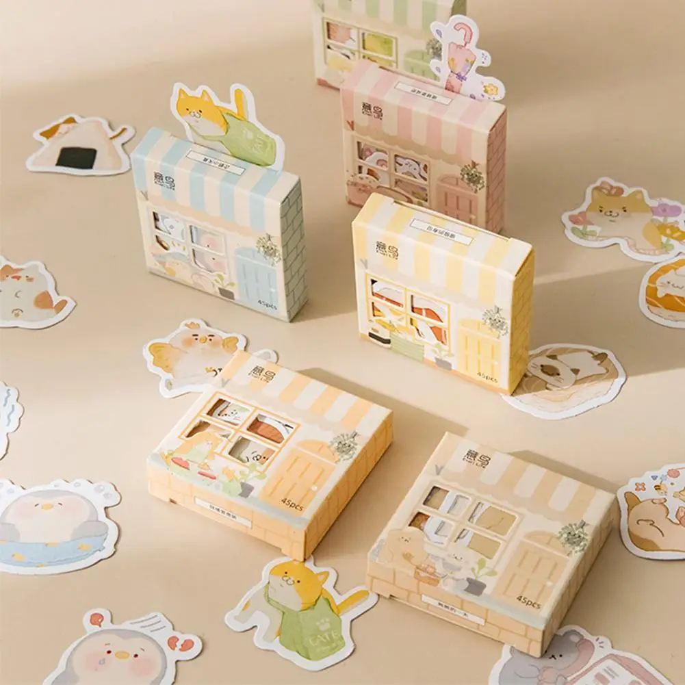 

45Pcs/box Cute House Stickers Creative Special-shaped Cartoon Stickers Scrapbooking Dairy Stickers Decoration DIY Stationery Jou