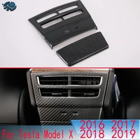For Tesla Model X 2016 2017 2018 2019 Car Accessories Carbon Fiber Style Plated Armrest Box Rear Air Vent Frame Trim Cover