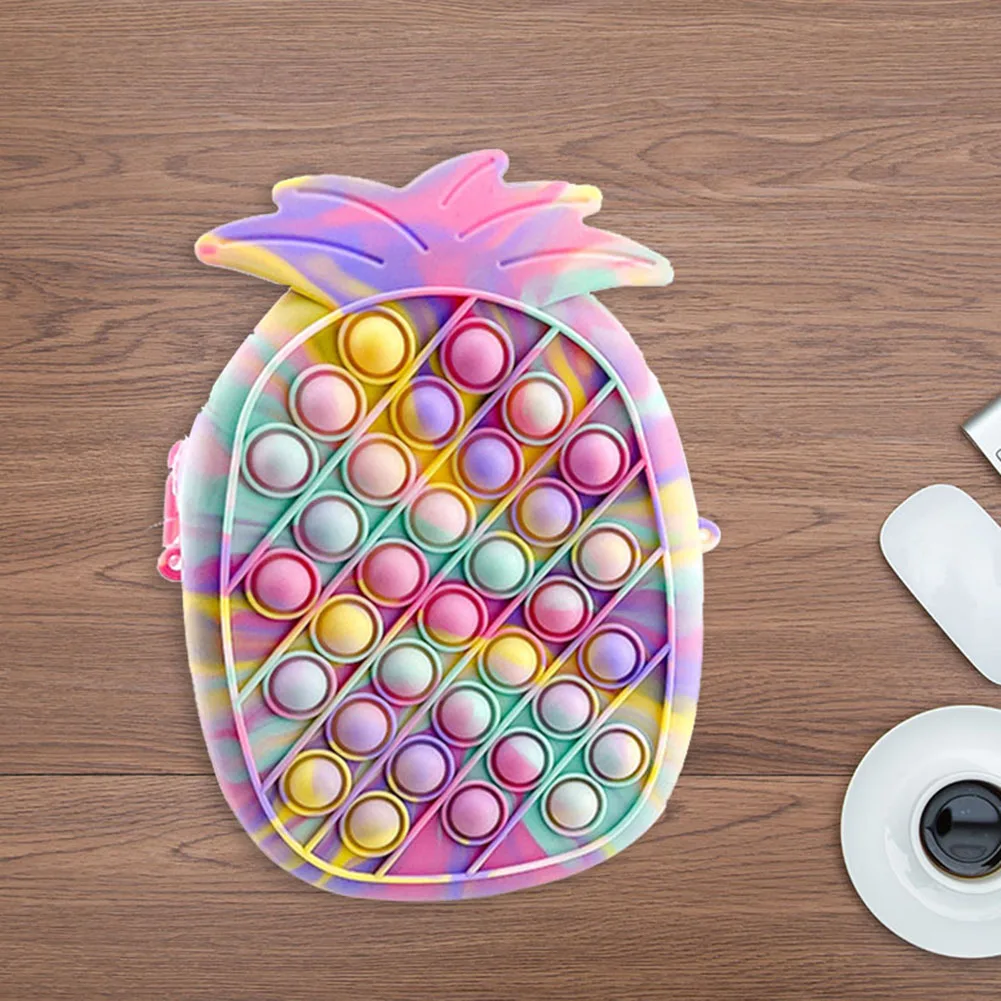 

Женская модная сумка через плечо, силиконовая пузырьковая милая сумка через плечо в форме ананаса, маленькая сумочка, игрушка для снятия ст...