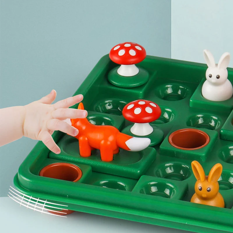 

Подпрыгивающая игрушка кролик, детская настольная головоломка, шашки, забавный кролик, лиса, подвижная стратегия, подарок для детей, развит...