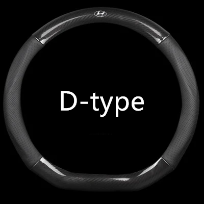 D-type Black Чехол рулевого колеса автомобиля из углеродного волокна кожаные чехлы для hyundai Creta Solaris Sonata Grandeur Azera Equus Veloster - Название цвета: D-type Black