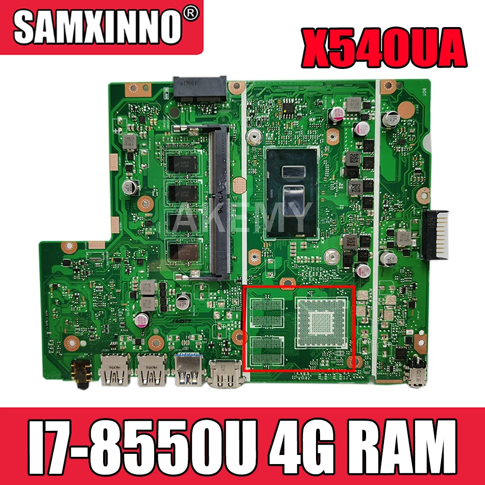 

Akemy X540UAR Motherboard For ASUS X540UA X540UAR X540UB X540UBR X540UV Laotop Mainboard I7-8550U 4G RAM Tested free shipping