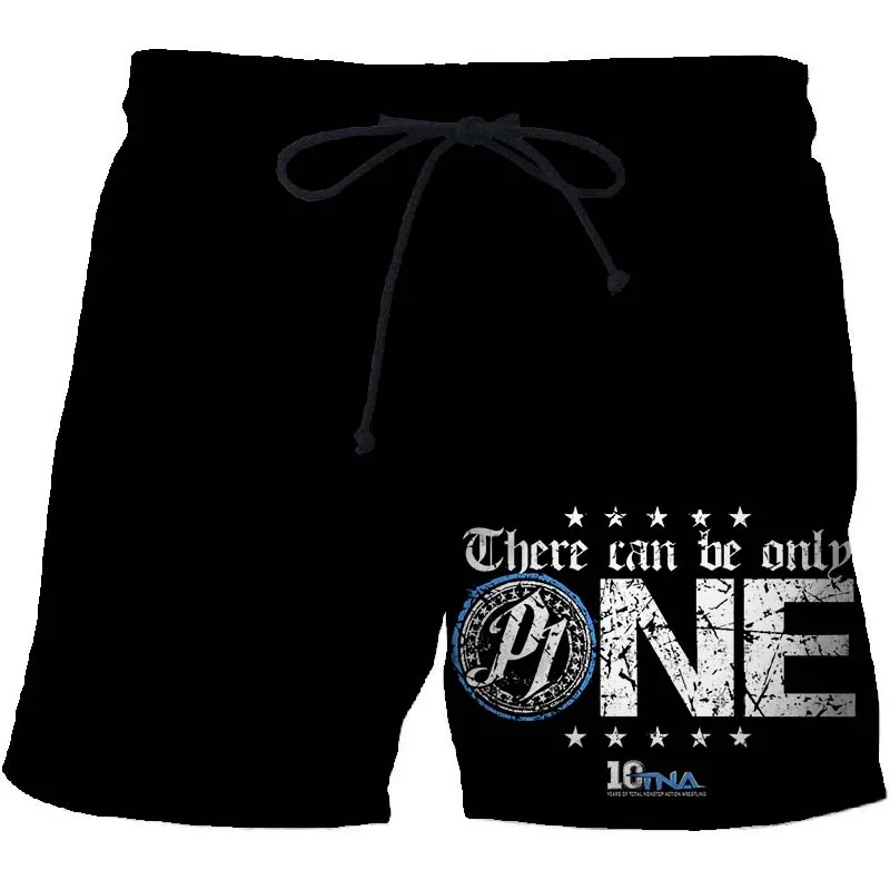 

Men's new world wrestling entertainment 3D printing casual shorts trendy fashion loose breathable quick-drying beach pants