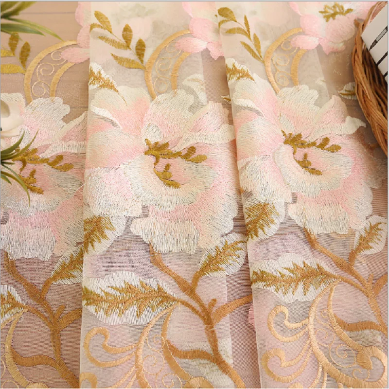 

New Curtain Fabric European-style Curtains for Living Dining Room Bedroom Bedroom Half Shade Embroidery Screen Curtains Custom