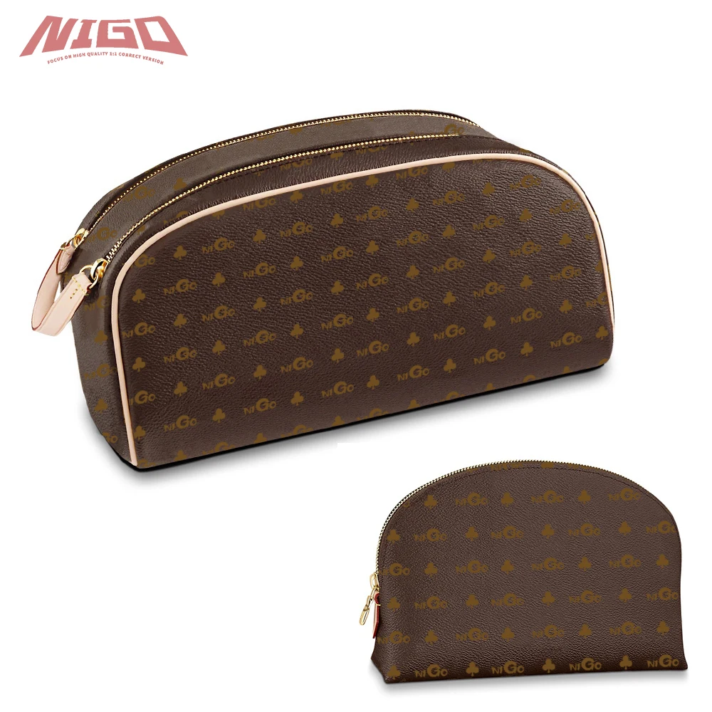 

NIGO MS 21ss Monogramr Cosmetic 2 in 1 Bag Leather Bags Dopp KIit Toilet Pouch #nigo3325