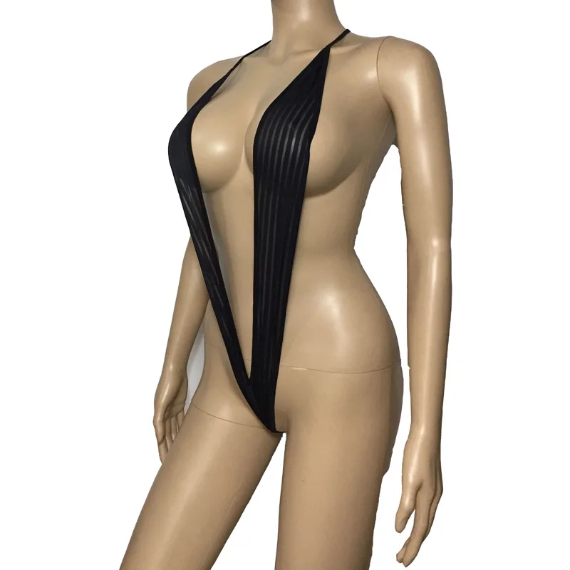 Сексуальное эротическое нижнее белье в Вертикальную Полоску с глубоким