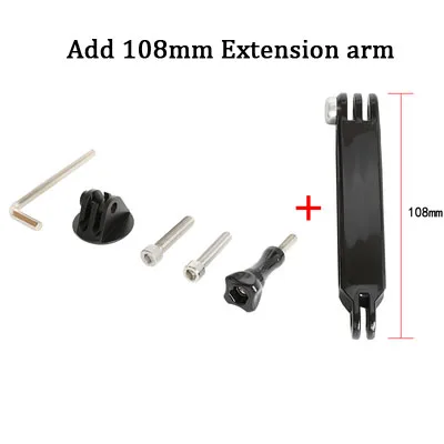108mm Extension arm Алюминиевый сплав велосипедная гарнитура верхняя крышка адаптер крепление для GoPro Hero 8 7 6 5 Sjcam Yi 4K DJI Osmo аксессуары для экшн-камеры - Цвет: 108mm Extension arm