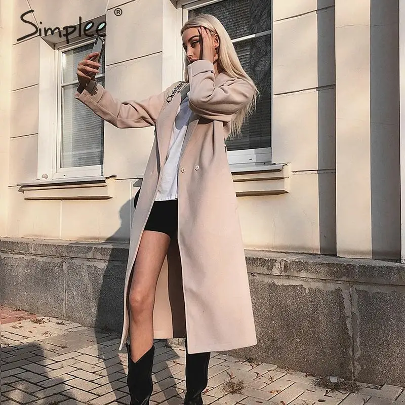 Simplee элегантныйзимний пальто твидовый пиджак женский с длинным рукавом элегантный поясной ремень женский пиджак осенний зимний уличный
