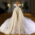 Роскошное Свадебное платье с блестками и жемчугом, свадебное платье с V-образным вырезом и открытыми плечами, свадебное платье на заказ