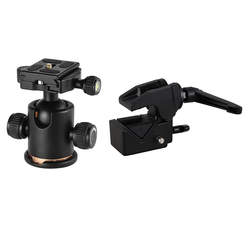 1 Set Universal Rail Clip Camera Fixing Mount & Ball Head Tripod With Quick Release Plate | Электроника
