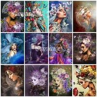 diamond art painting woman with flower mosaic abstract fashion female figure diy full drill diamond embroidery room decor