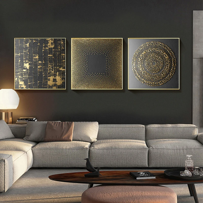 Современное абстрактное искусство золотая линия холст живопись текстура
