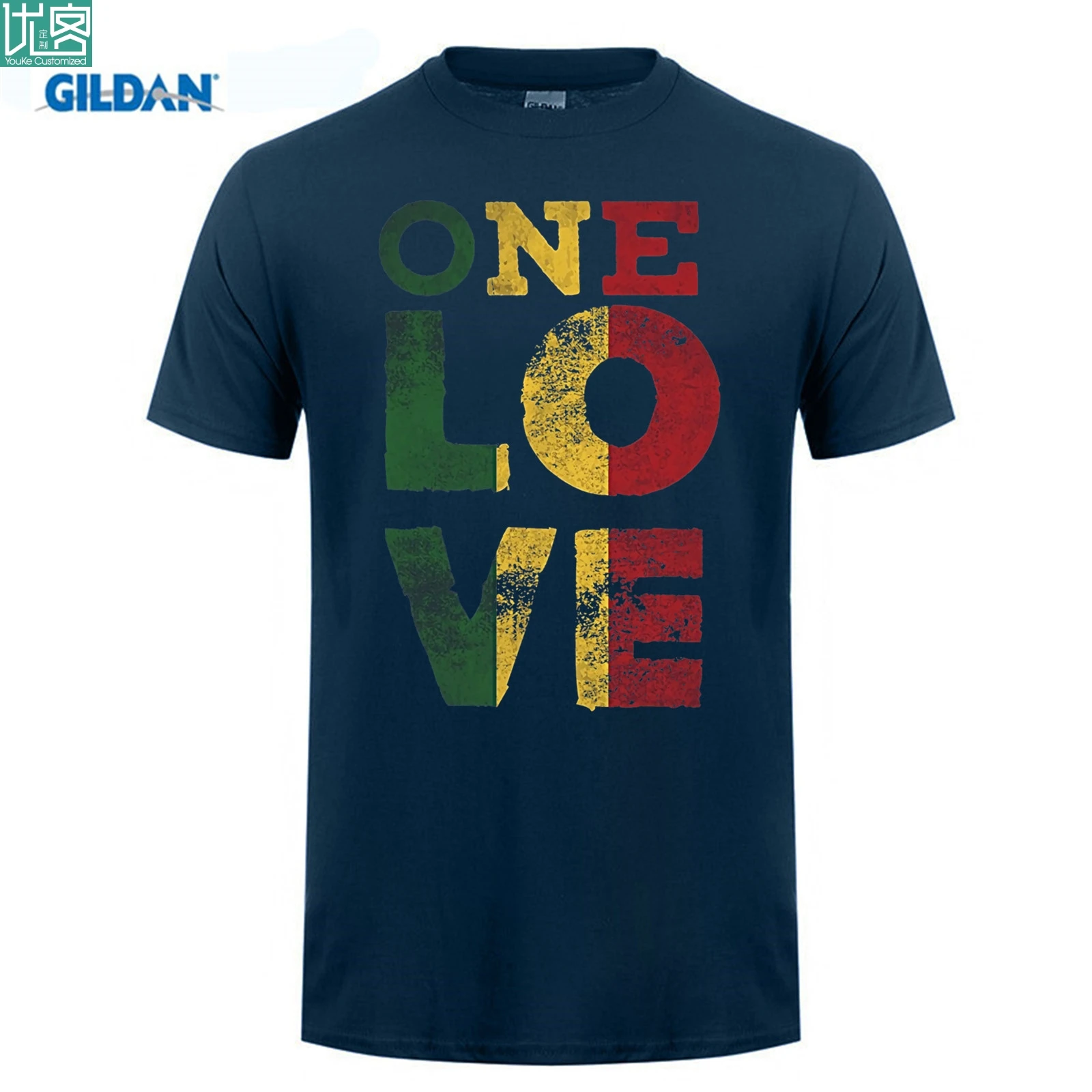 Футболка из 100% хлопка с круглым вырезом и принтом One Love футболки Rasta Reggae для мужчин