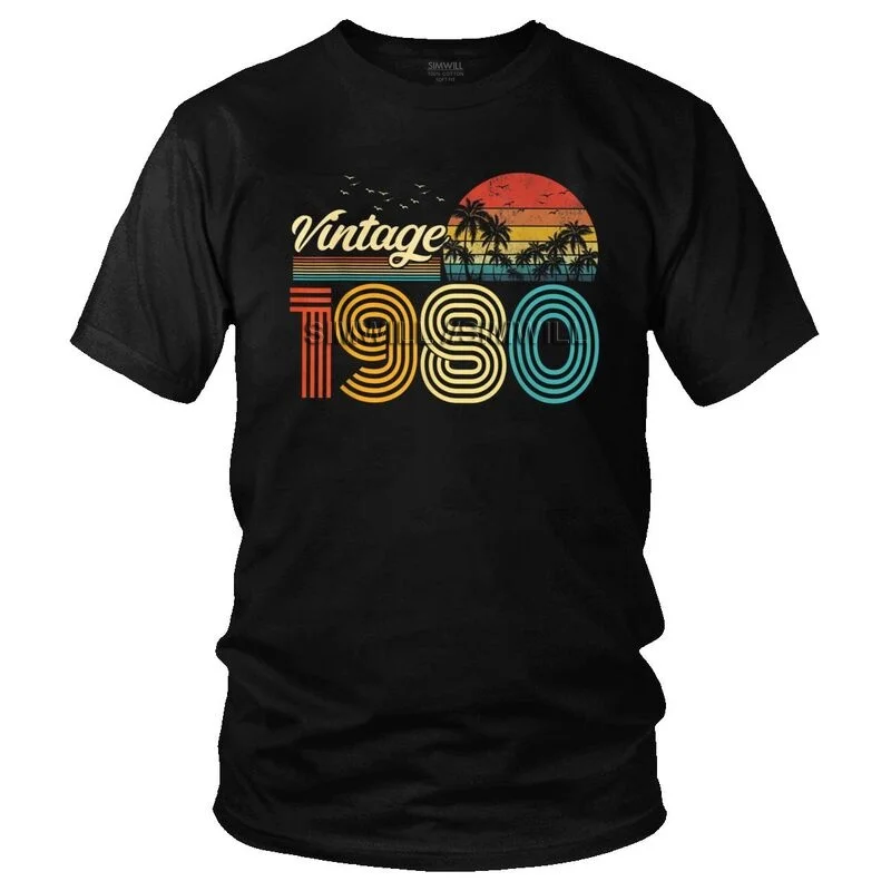 

Male Vintage Classic 1980 T-Shirt Streetwear 41 Years Old 41th Birthday Gift Tshirt Short Sleeve Cool T Shirt Homme Cotton Tee