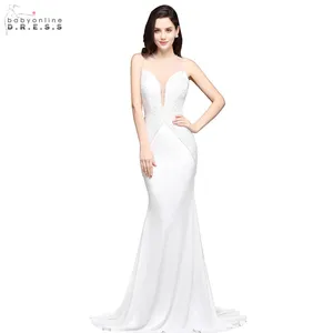 Свадебное платье-Русалка с открытой спиной и V-образным вырезом