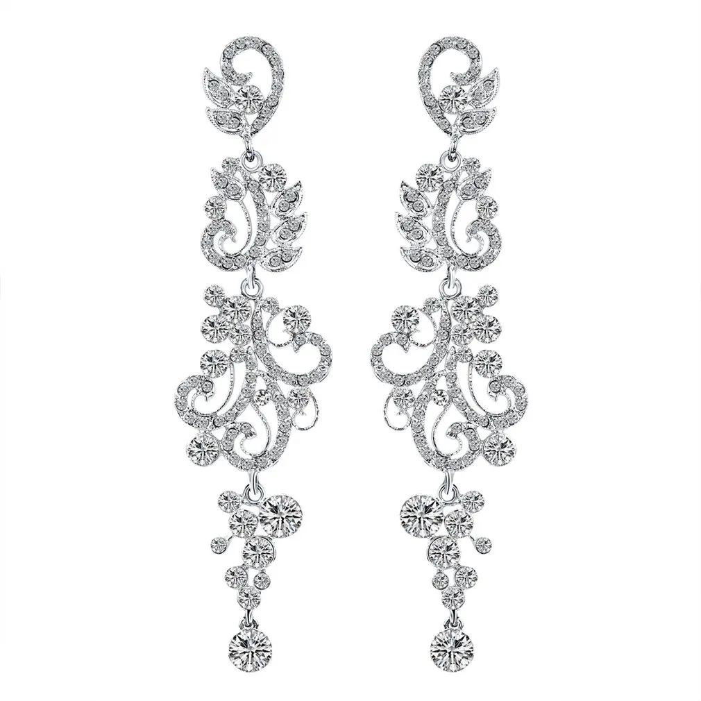 Новые модные высококачественные корейские серьги дикие сплав бриллиант с