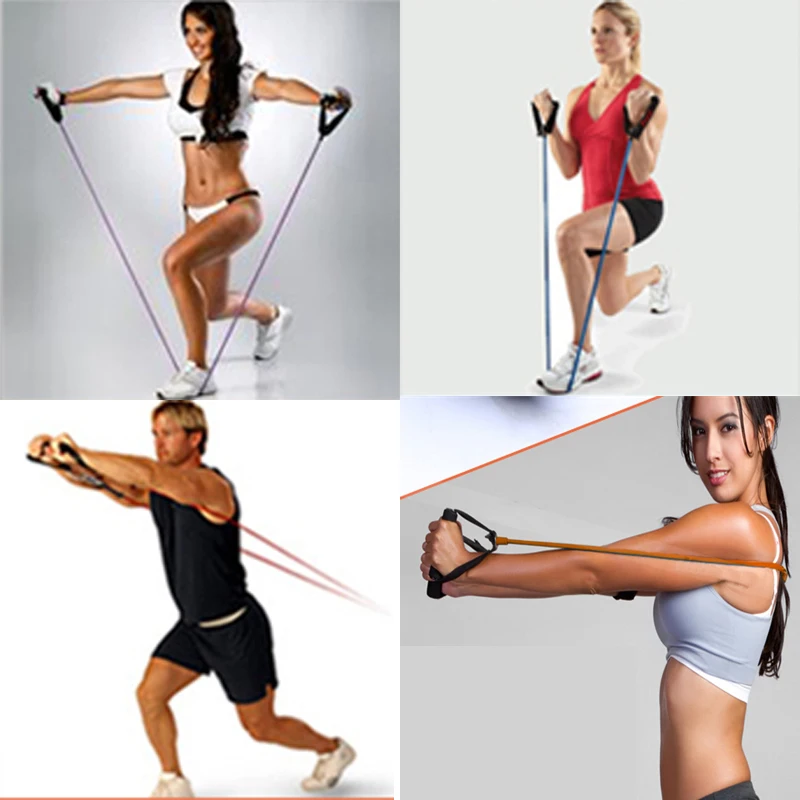 

Flexi bar Strength Training 5 Levels Resistance Bands with Handles Yoga Pull Rope Elastic Fitness Exercise Tube Band for Home