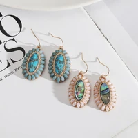 oval turquoise abalone dixie concho earrings for women 2022 boutique quality pearl statement earrings jewelry wholesale