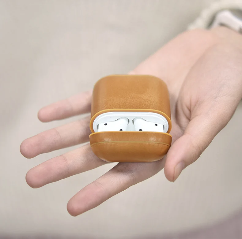 Чехол из натуральной кожи для Apple Airpods 1 2 Bluetooth наушники для Air pod чехол противоударный защитный чехол для наушников