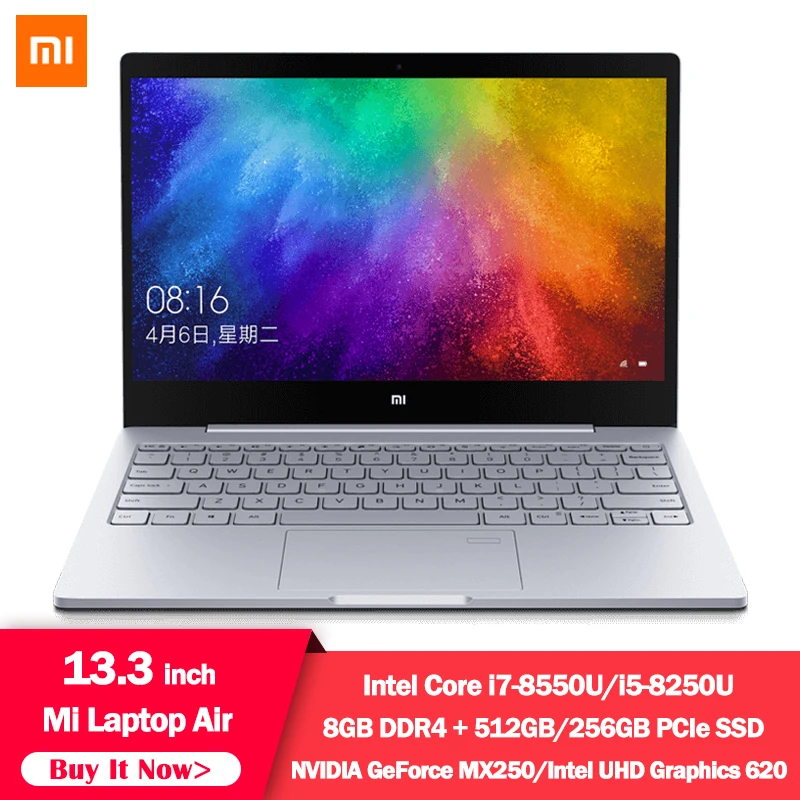 Xiaomi ноутбук Air 13,3 дюймов четырехъядерный i5 i7 8G MX250 ультра тонкий ноутбук 512G 256G SSD FHD PC для игр и работы в офисе
