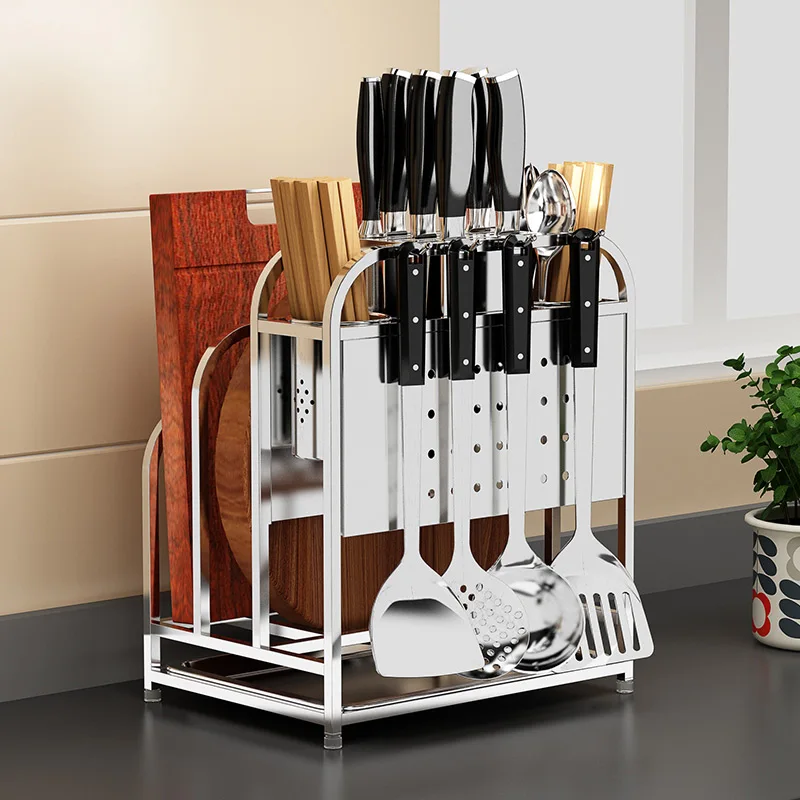 

304 stainless steel kitchen shelf cutting board kitchen knife kitchen storage rack multifunctional wall hanging knife holder